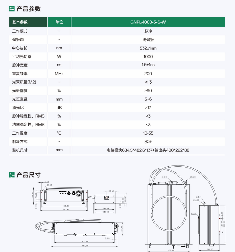 1000W QCW准连续绿光光纤激光器