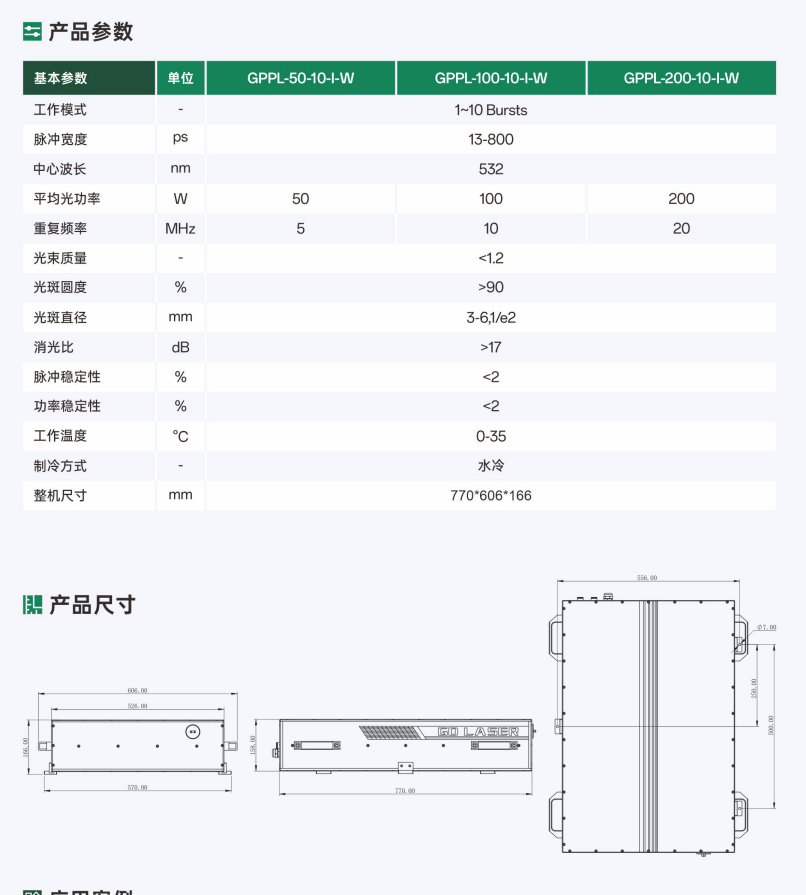 50/100/200W皮秒绿光光纤激光器